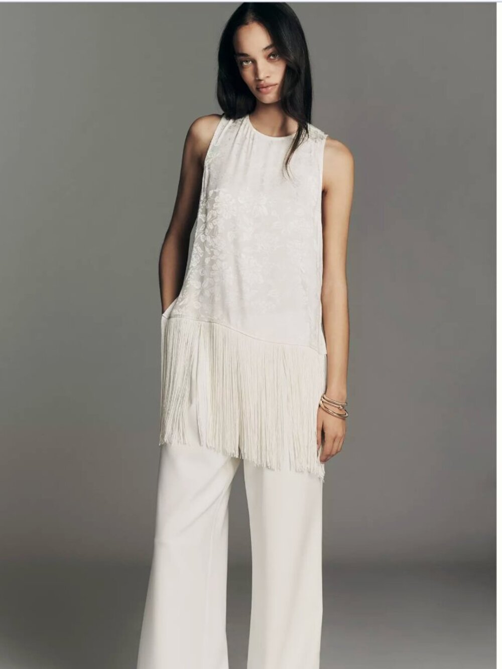 BNWT ANTHROPOLOGIE 4SI3NNA Sleeveless Fringe Top S